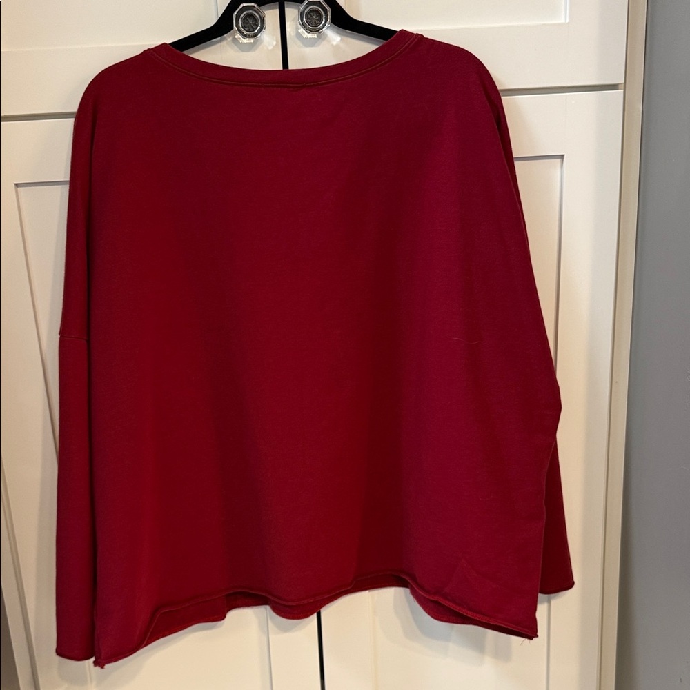 Chalet Deep Red Button-Hem Relaxed Sweatshirt - image 5